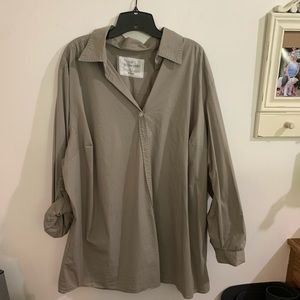 Army Green Button Down Boyfriend Shirt Sz 30/32